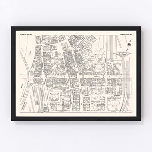 Vintage Map of Cumberland, MD Business Section 1947