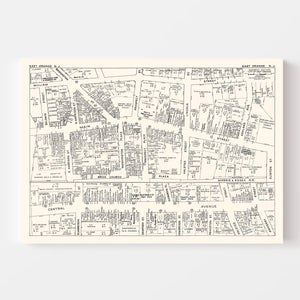 Vintage Map of East Orange, NJ Business Section 1947