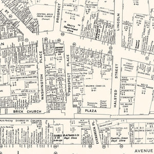 Vintage Map of East Orange, NJ Business Section 1947