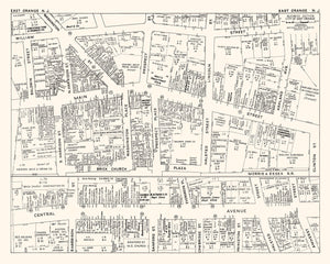 Vintage Map of East Orange, NJ Business Section 1947