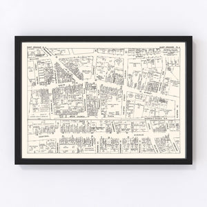 Vintage Map of East Orange, NJ Business Section 1947