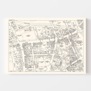 Vintage Map of Elizabeth, NJ Business Section 1947