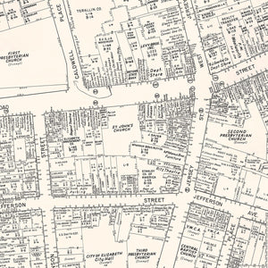 Vintage Map of Elizabeth, NJ Business Section 1947