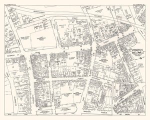Vintage Map of Elizabeth, NJ Business Section 1947