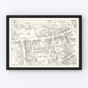 Vintage Map of Elizabeth, NJ Business Section 1947