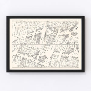 Vintage Map of New York City, NY Business Section 1947