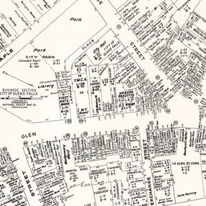 Vintage Map of Glens Falls, NY Business Section 1947