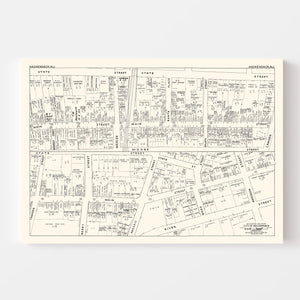 Vintage Map of Hackensack, NJ Business Section 1947