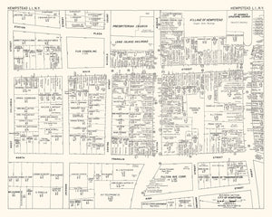 Vintage Map of Hempstead, NY Business Section 1947