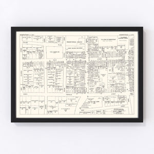 Vintage Map of Hempstead, NY Business Section 1947