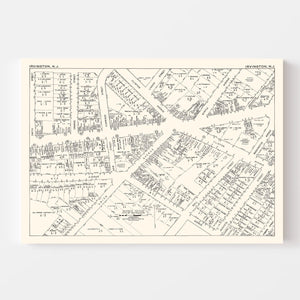 Vintage Map of Irvington, NJ Business Section 1947