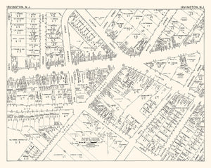 Vintage Map of Irvington, NJ Business Section 1947