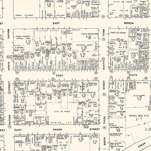Vintage Map of Ithaca, NY Business Section 1947