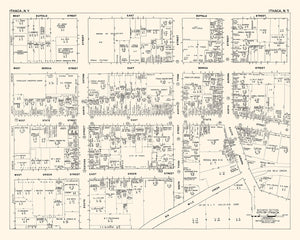 Vintage Map of Ithaca, NY Business Section 1947