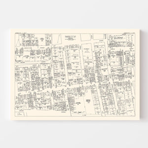 Vintage Map of Jamaica, NY Business Section 1947