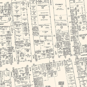 Vintage Map of Jamaica, NY Business Section 1947