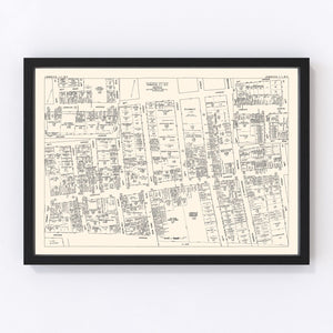 Vintage Map of Jamaica, NY Business Section 1947