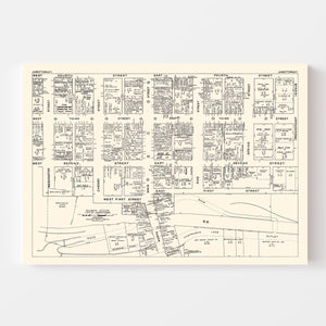 Vintage Map of Jamestown, NY Business Section 1947