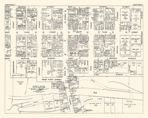 Vintage Map of Jamestown, NY Business Section 1947