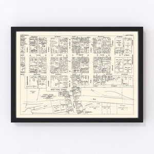 Vintage Map of Jamestown, NY Business Section 1947