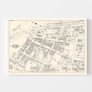 Vintage Map of Kingston, NY Business Section 1947