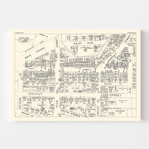 Vintage Map of Lockport, NY Business Section 1947