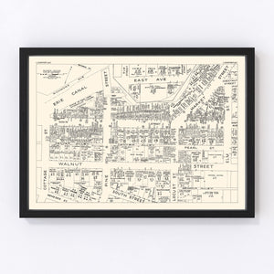 Vintage Map of Lockport, NY Business Section 1947