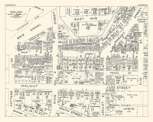 Vintage Map of Lockport, NY Business Section 1947