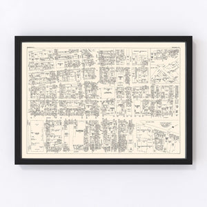 Vintage Map of Newark, NJ Business Section 1947