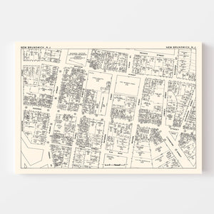 Vintage Map of New Brunswick, NJ Business Section 1947