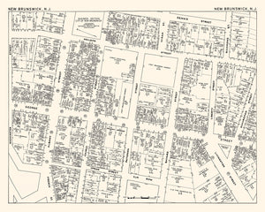 Vintage Map of New Brunswick, NJ Business Section 1947