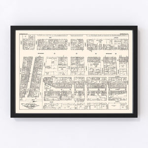 Vintage Map of Newburgh, NY Business Section 1947