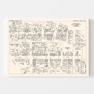 Vintage Map of Niagara Falls, NY Business Section 1947