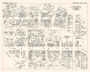 Vintage Map of Niagara Falls, NY Business Section 1947
