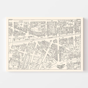 Vintage Map of Passaic, NJ Business Section 1947