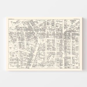 Vintage Map of Paterson, NJ Business Section 1947