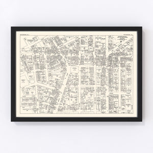 Vintage Map of Paterson, NJ Business Section 1947