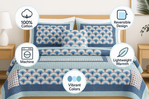 DaDa Bedding Mediterranean Blue Mint Patchwork Quilt Set