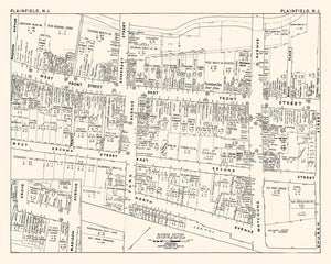 Vintage Map of Plainfield, NJ Business Section 1947