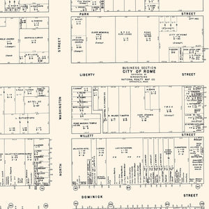Vintage Map of Rome, NY Business Section 1947