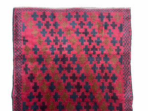 2' 10" X 4'8" Vintage Handmade Tribal Wool Rug Balouchi Rug Afghan Rug Red Beige