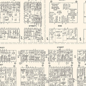 Vintage Map of Wilmington, DE Business Section 1947