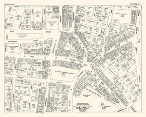 Vintage Map of Yonkers, NY Business Section 1947