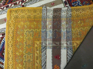 7x11 Moroccan Rug, Vintage Moroccan Carpet, Tribal Rug 7 x 11, Geometric Rug, Diamond Panels, Multicolor, Hand Knotted Wool Rug, Unique Rug