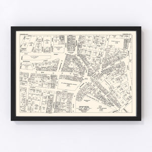 Vintage Map of Yonkers, NY Business Section 1947