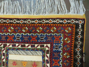7x11 Moroccan Rug, Vintage Moroccan Carpet, Tribal Rug 7 x 11, Geometric Rug, Diamond Panels, Multicolor, Hand Knotted Wool Rug, Unique Rug