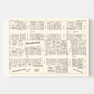 Vintage Map of Alameda, CA Business Section 1952