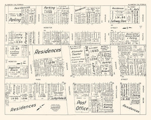 Vintage Map of Alameda, CA Business Section 1952