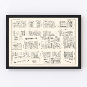 Vintage Map of Alameda, CA Business Section 1952