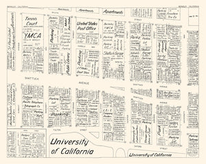 Vintage Map of Berkeley, CA Business Section 1952